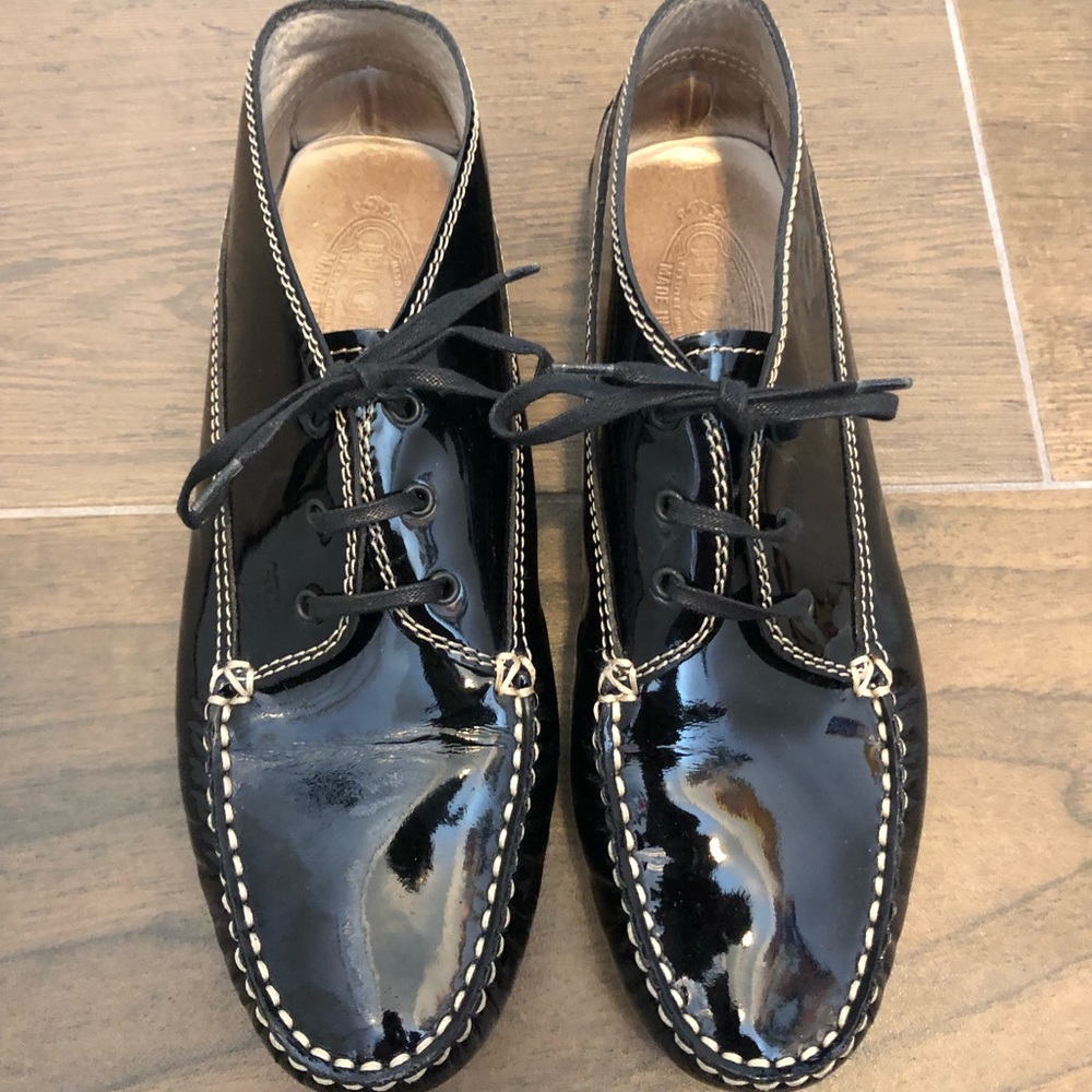 Black Patent Tod’s Driving Bootie